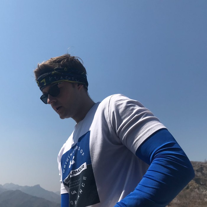 Personal Trainer John Wu running in the mountains outside Beijing